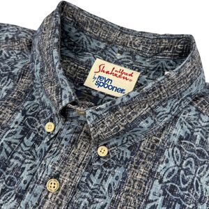 Vintage Reyn Spooner Men's Alfred Shaheen Tapa Aloha Popover Shirt Blue XL